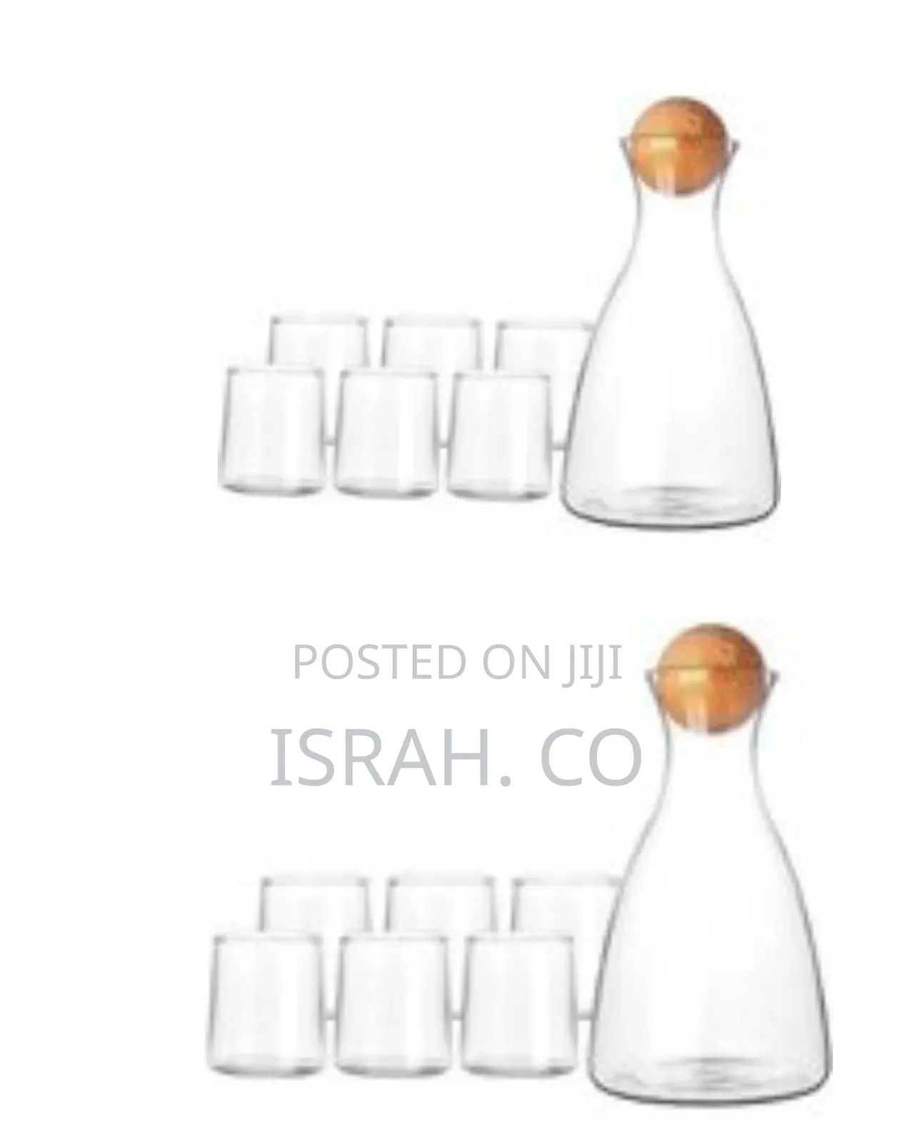 7-Piece Amber Glass Carafe and Water Serving Set - Transparent
