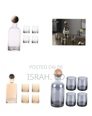 Modern 1.2l Glass Decanter and Tumbler Set (5-Piece) - Transparent
