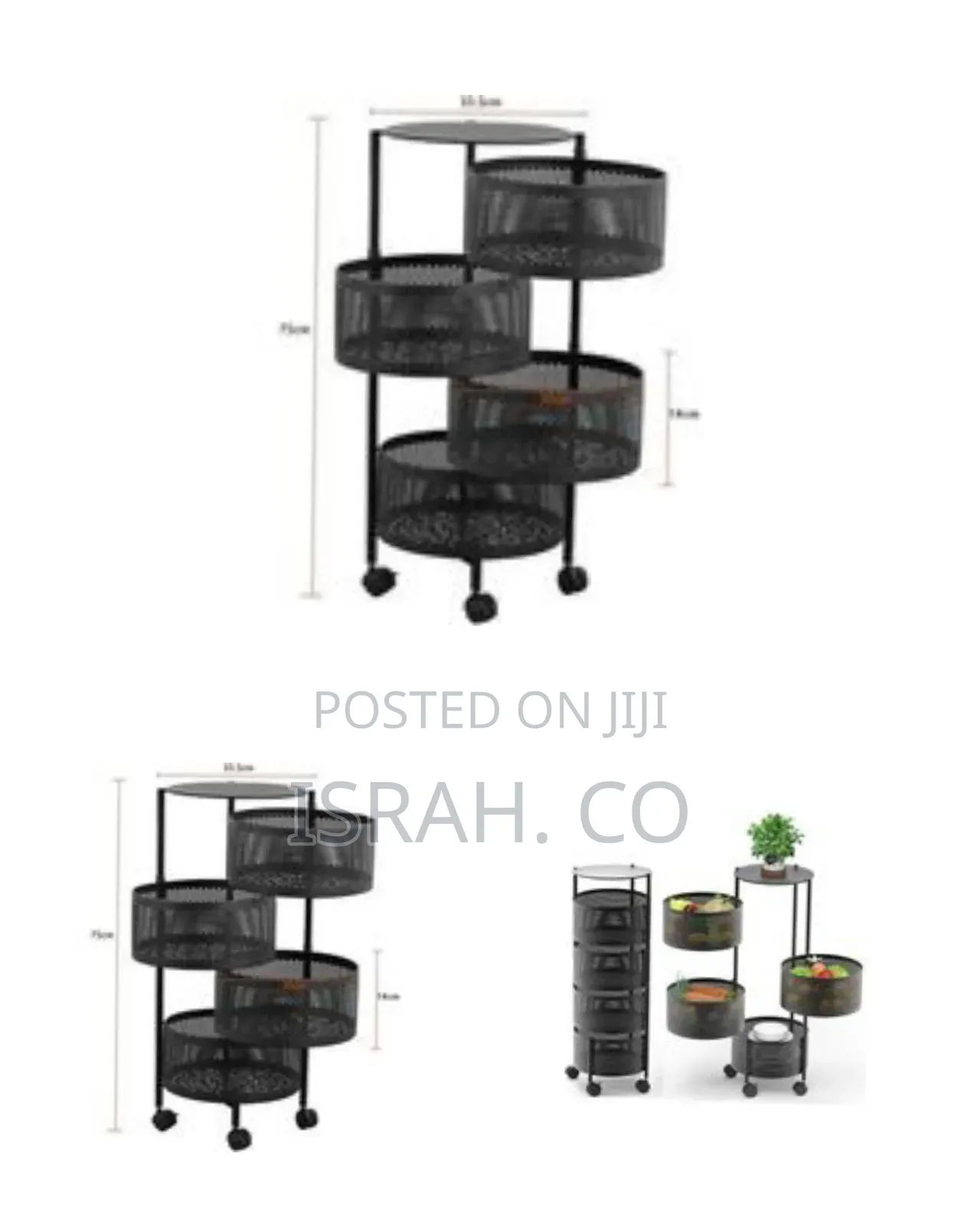 Versatile Multi-Tier Rolling Storage Cart / Rotating Kitchen Rack