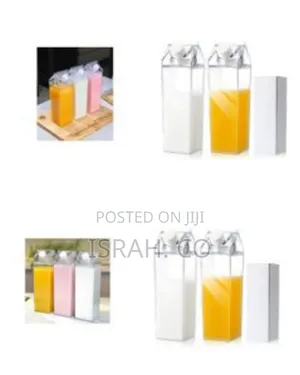 Clear Acrylic Milk Carton Style Reusable Beverage Bottle (1000ml)