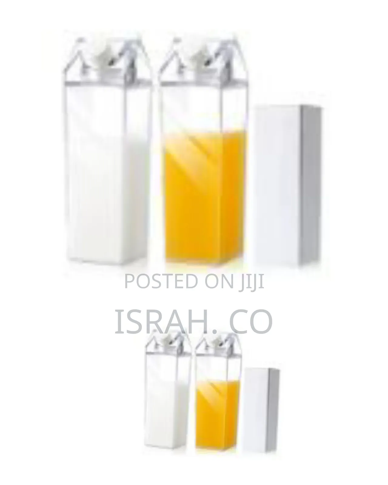 Clear Acrylic Milk Carton Style Reusable Beverage Bottle (1000ml)
