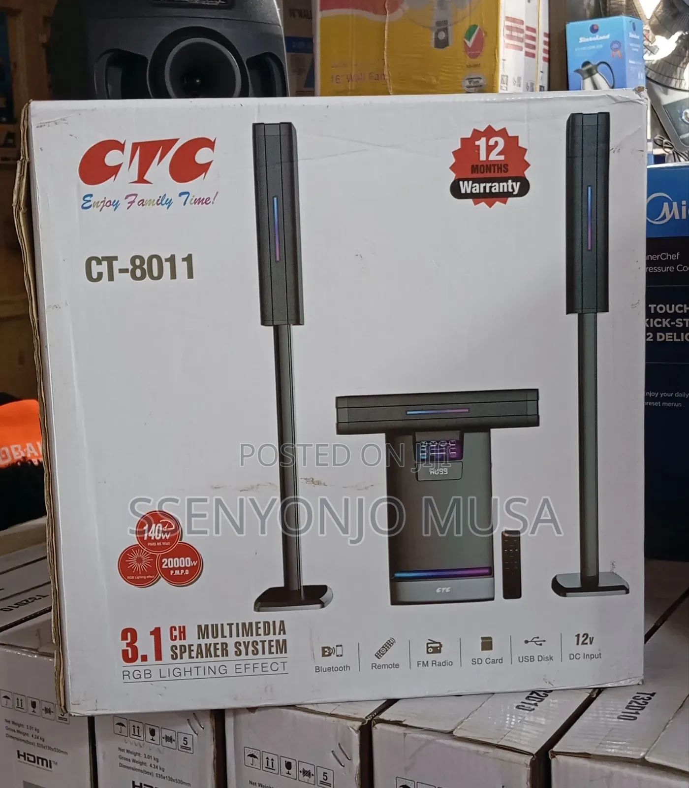 CTC Ct-8011 3.1 Channel Bluetooth Woofer Speaker With RGB Lighting