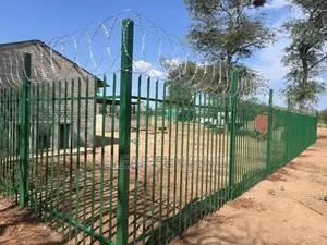 Palisade Capped With Flat Wrap Razor Wire Fencing