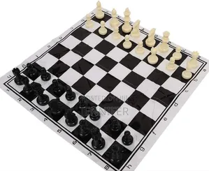 Portable Roll-Up Chess Set With Plastic Pieces.