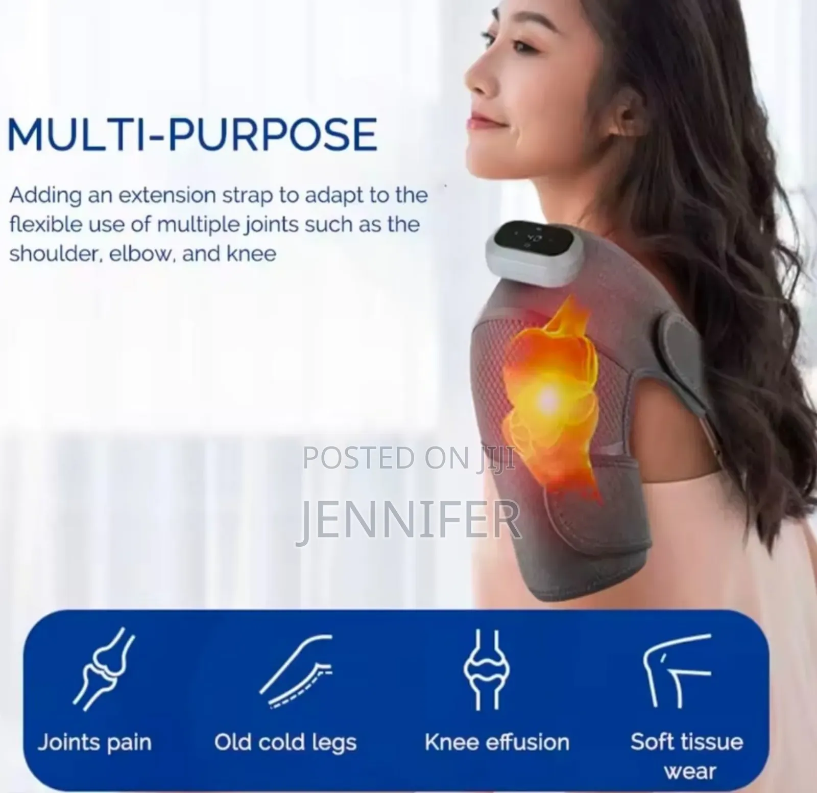 3-in-1 Knee Massager Pad With Heat and Vibration Functions.