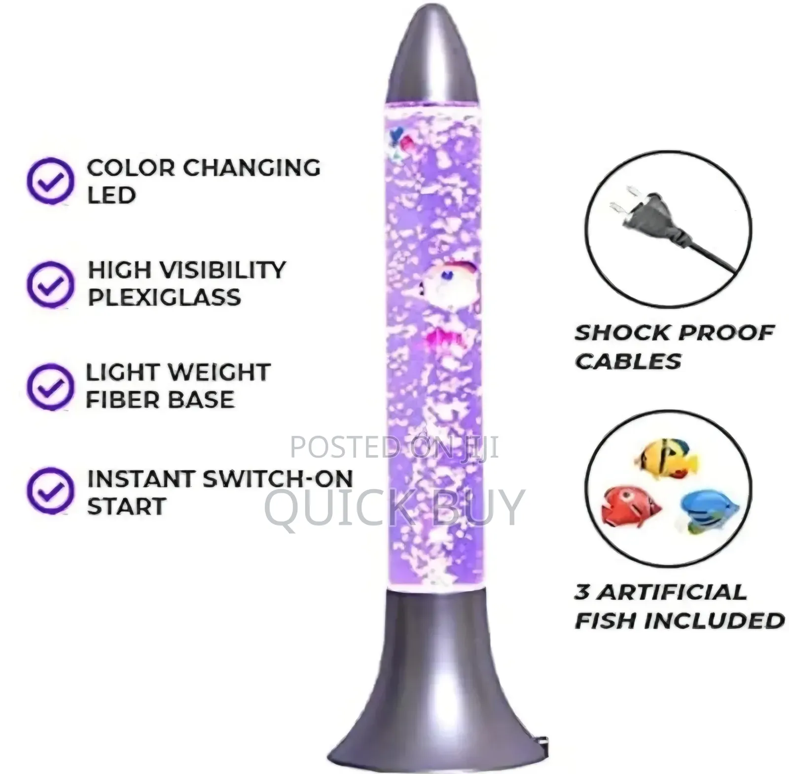 Rocket-Shaped Led Bubble Fish Lamp