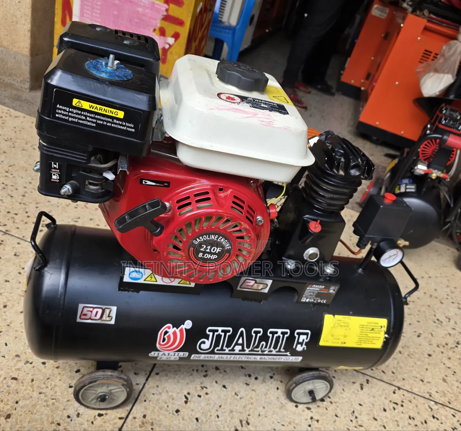 Air Compressor 50l With Engine(Single Piston)