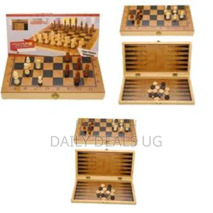 3-in-1 Game Set Including Chess, Checkers, and Backgammon