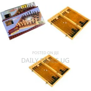 3-in-1 Wooden Game Set That Includes Chess, Checkers (Or Draught)