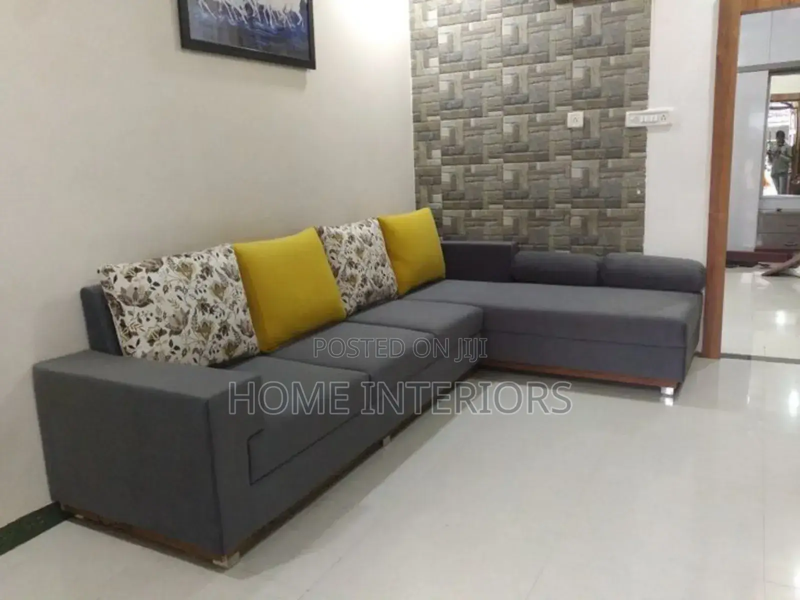 Six Seater Sofa Set Gray With Pillow
