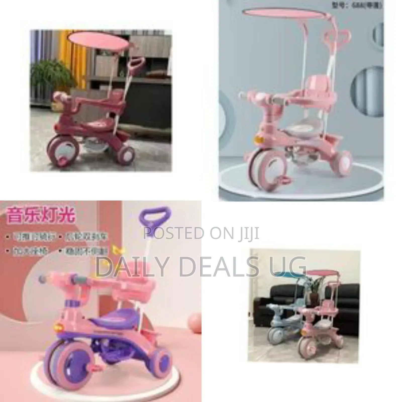 Baby/Toddler Tricycle With a Push Handle and Canopy