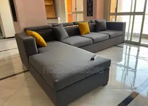 Six Seater Sofa Gray With Small Cushions