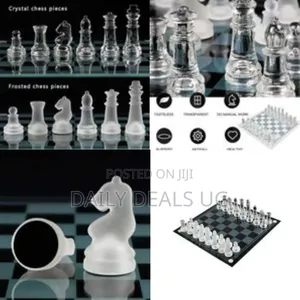 Elegant Glass Chess Set With Frosted and Clear Pieces - Multicolor