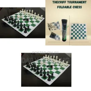 Portable Tournament-Style Plastic Chess Set With Roll-Up Mat