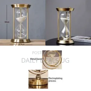 Elegant Brass Glass Hourglass / Sand Timer - Timeless Desk Decor