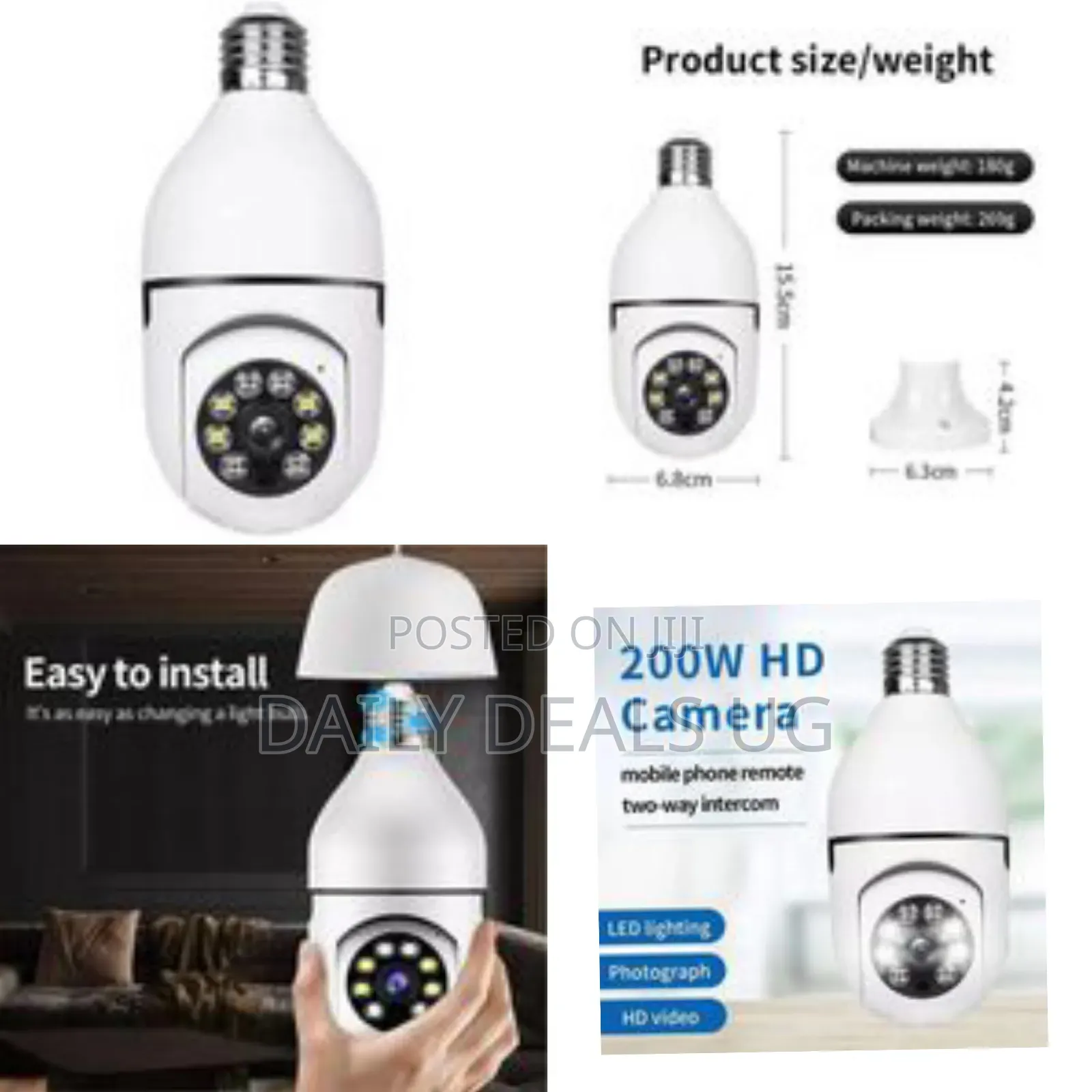 Smart Wi-Fi Light Bulb Security Camera (Ptz) - Multicolor