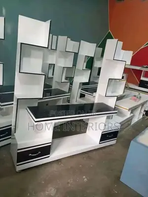 White and Black Polished Tvstand