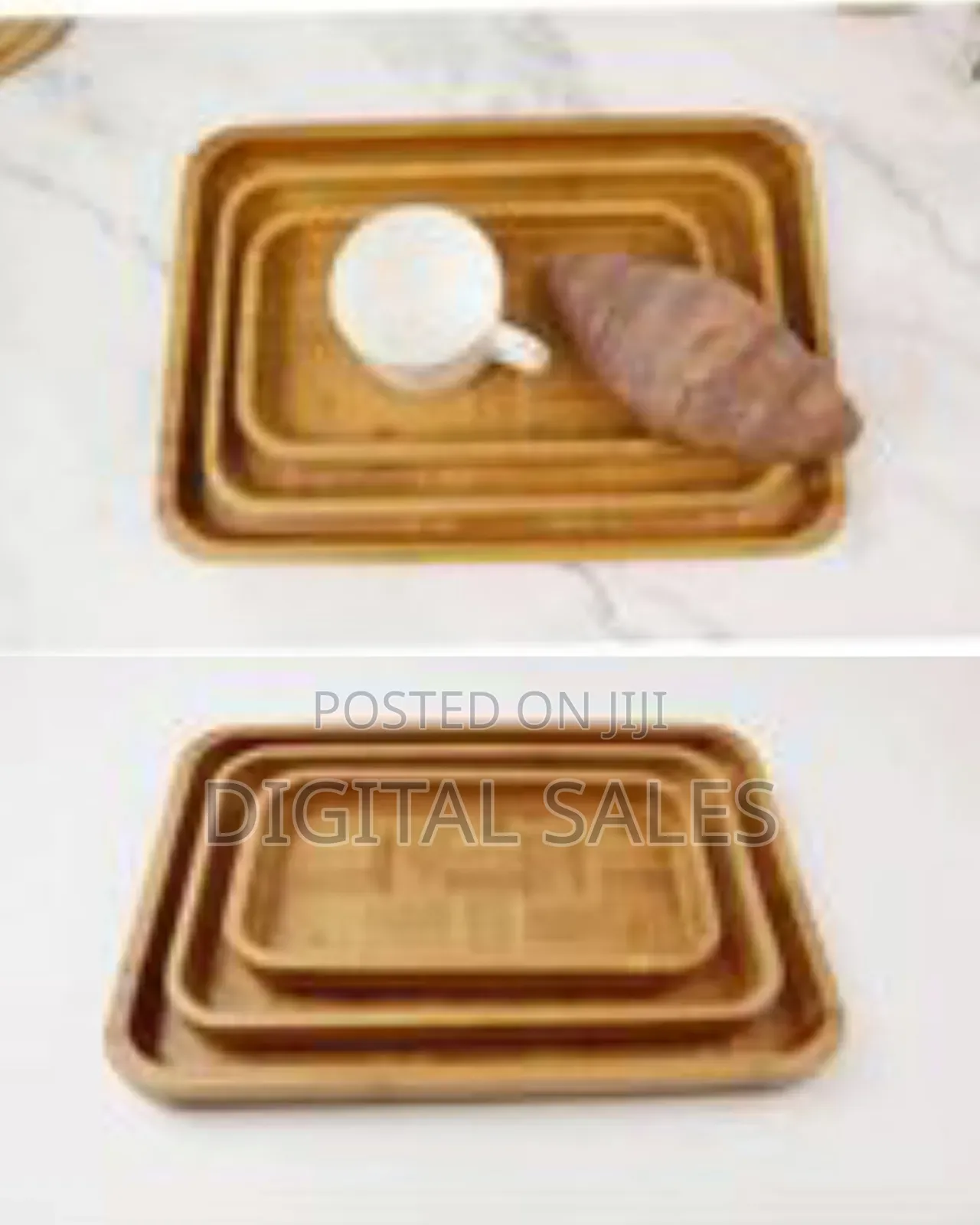 Minimalist Wooden Nesting Serving Tray Set - Multicolor