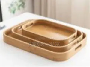 Set of Three Nested Bamboo Serving Trays - Multicolor