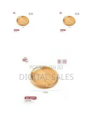 Set of Three Round Bamboo Serving Trays With Metal Handles