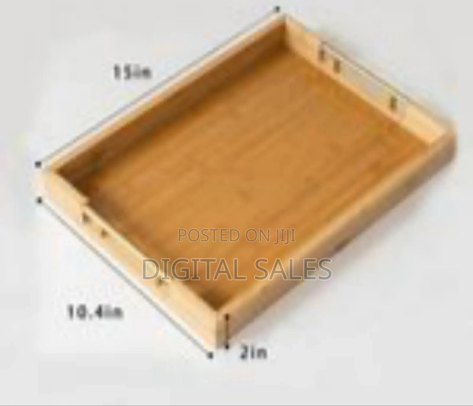 Set of Three Rectangular Bamboo Serving Trays With Metal Handles
