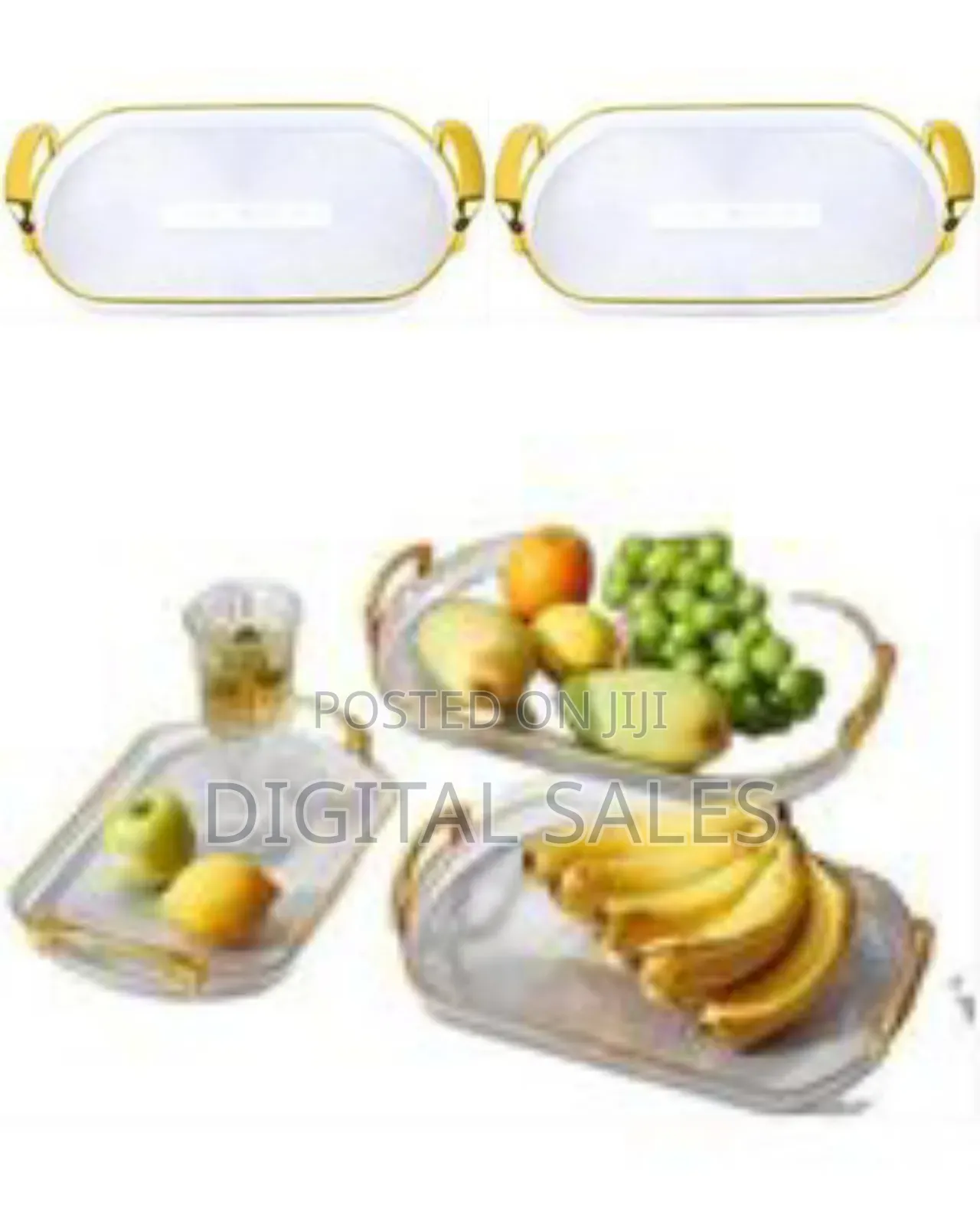 3 Piece Set of Acrylic Serving Trays - Transparent