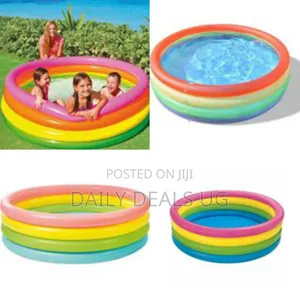 Vibrant Rainbow Inflatable Kiddie Swimming Pool - Multicolor