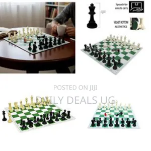 Tournament-Style Plastic Chess Set With Roll-Up Vinyl Mat - Multicolor