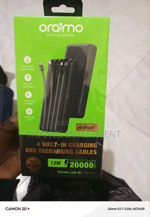 Oraimo Power Bank 20000mah Fast Charge With Cables