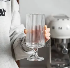 Set of 6 Ribbed Glasses All Purpose Water Goblet Cups