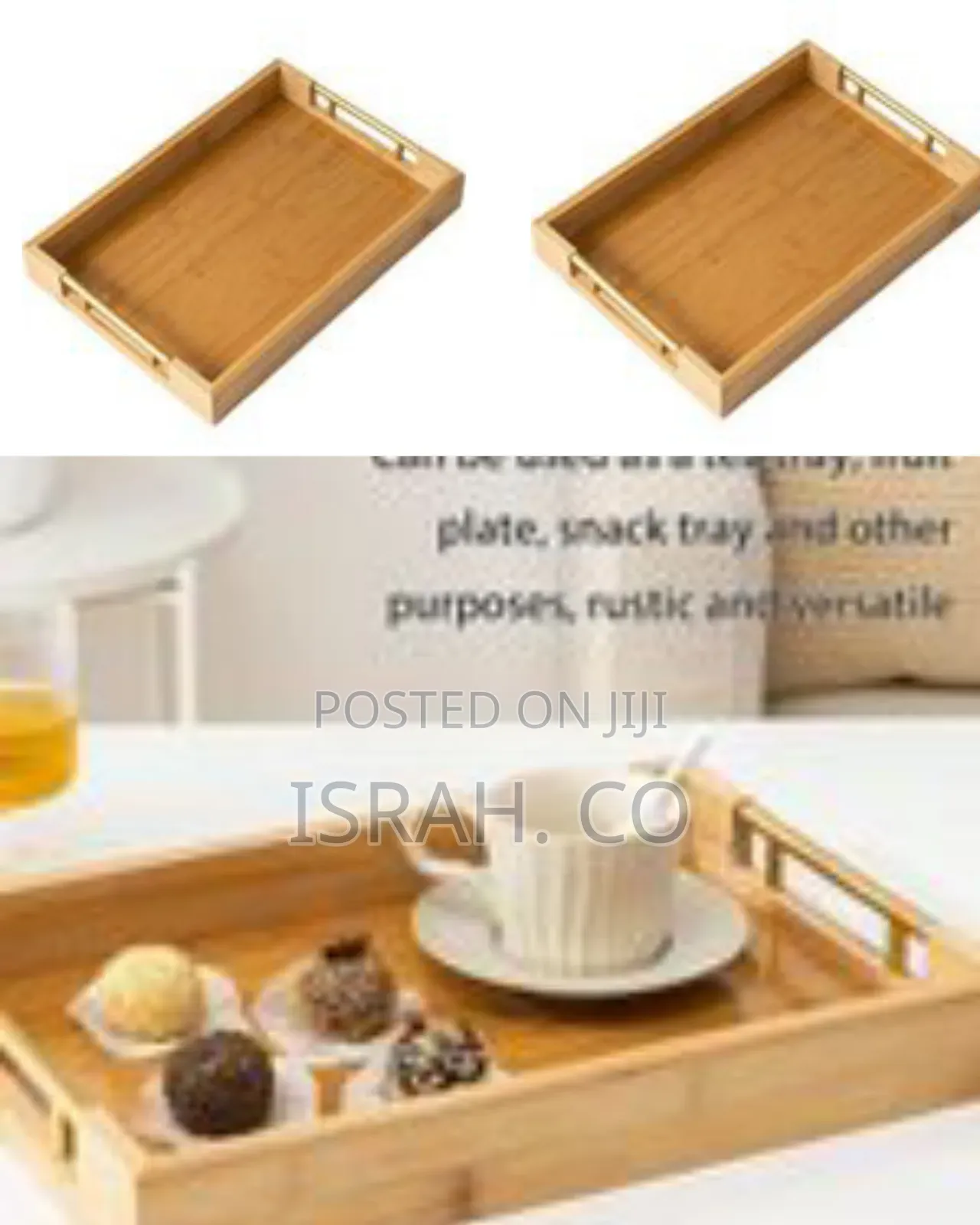 Minimalist Wooden Nesting Serving Tray Set - Multicolor