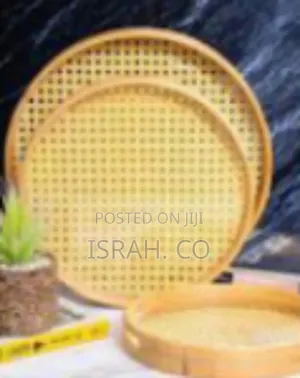 Bamboo Rattan Serving Tray Set - Multicolor