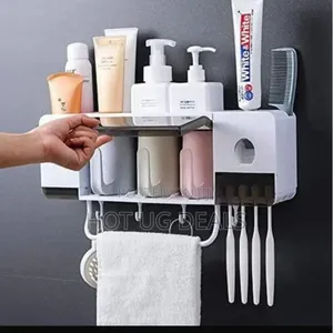 Automatic Toothpaste Dispenser Squeezer Wall Mount And Brush Holder