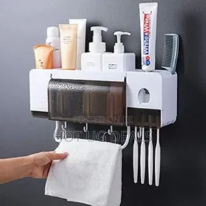 Automatic Toothpaste Dispenser Squeezer Wall Mount And Brush Holder