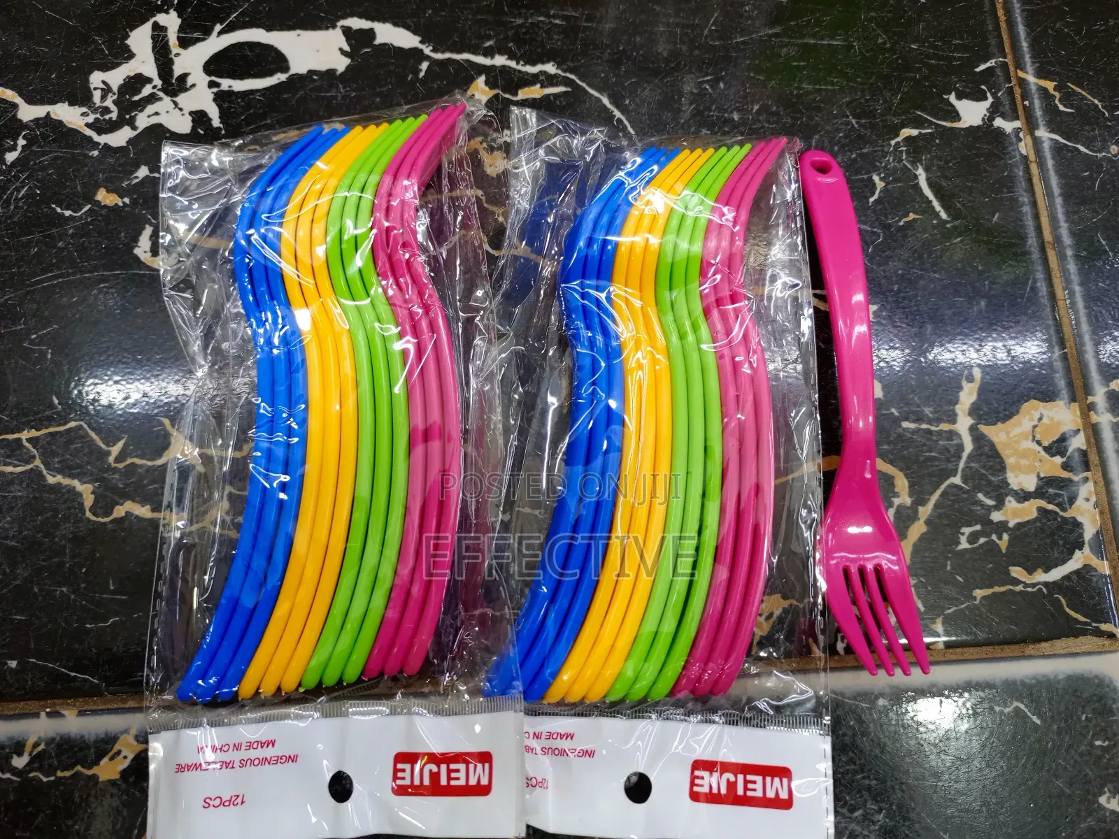 Multi-Colored Plastic Disposable Forks.