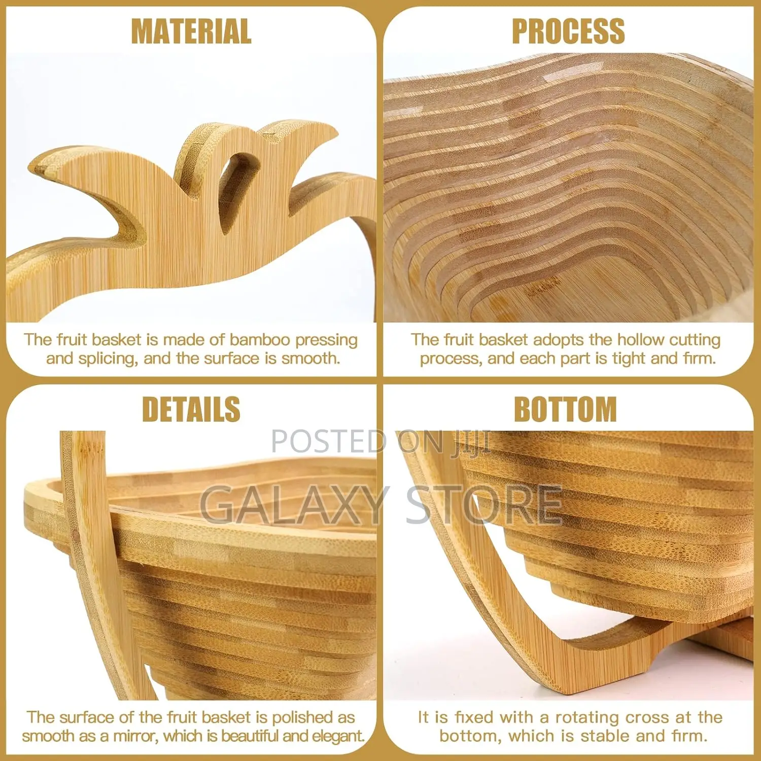 Foldable Basket Fruit Holder Bamboo