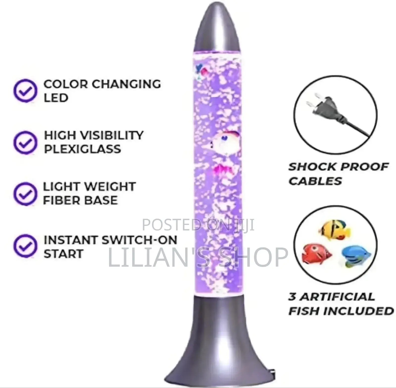 Rocket-Shaped Led Bubble Fish Lamp