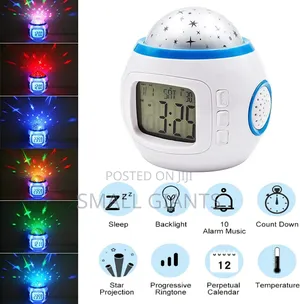 Music and Starry Sky Calendar Projection Alarm Clock