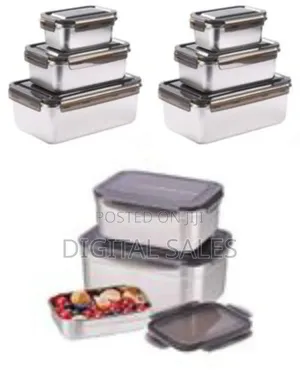 Premium 3-Piece Stainlessfood Storage Container Set With Airtight Lids