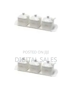Elegant Ceramic Condiment Jar Set With Serving Tray