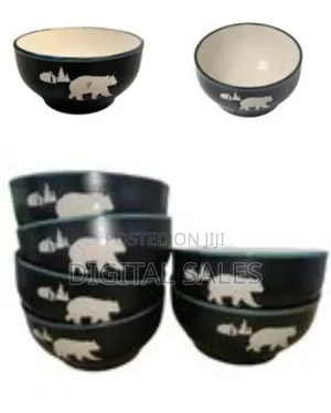 6-Piece Set 0f Rustic Bear Forest Ceramic Bowls