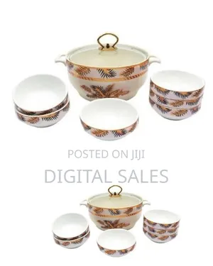Elegant Gold Palm Leaf Ceramic Serving Set - Multicolor