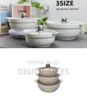 3 Pieces Ceramic Dinner Serving Bowls With Glass Lids