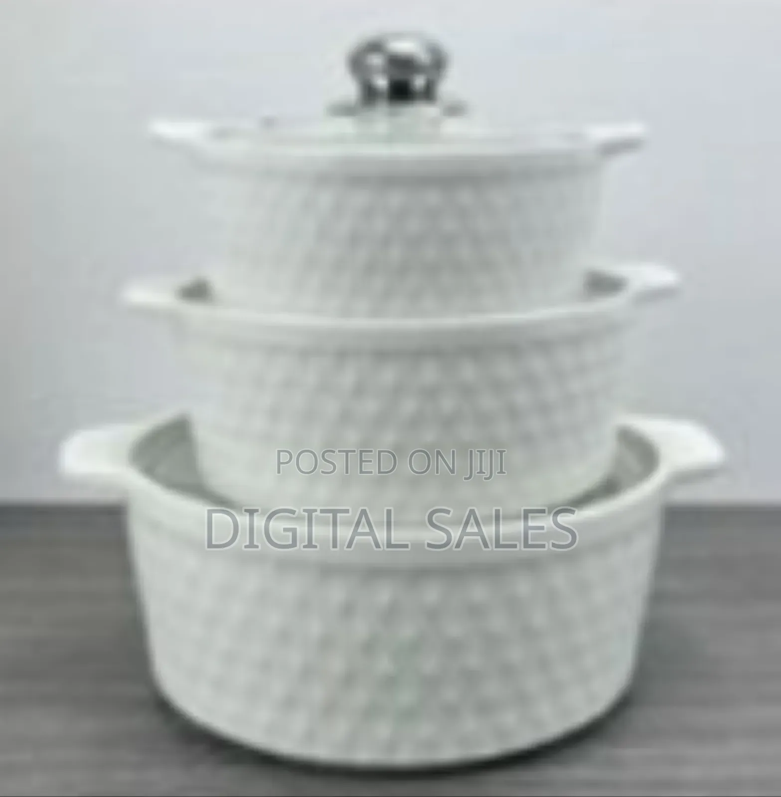 3 Pieces Ceramic Dinner Serving Bowls With Glass Lids