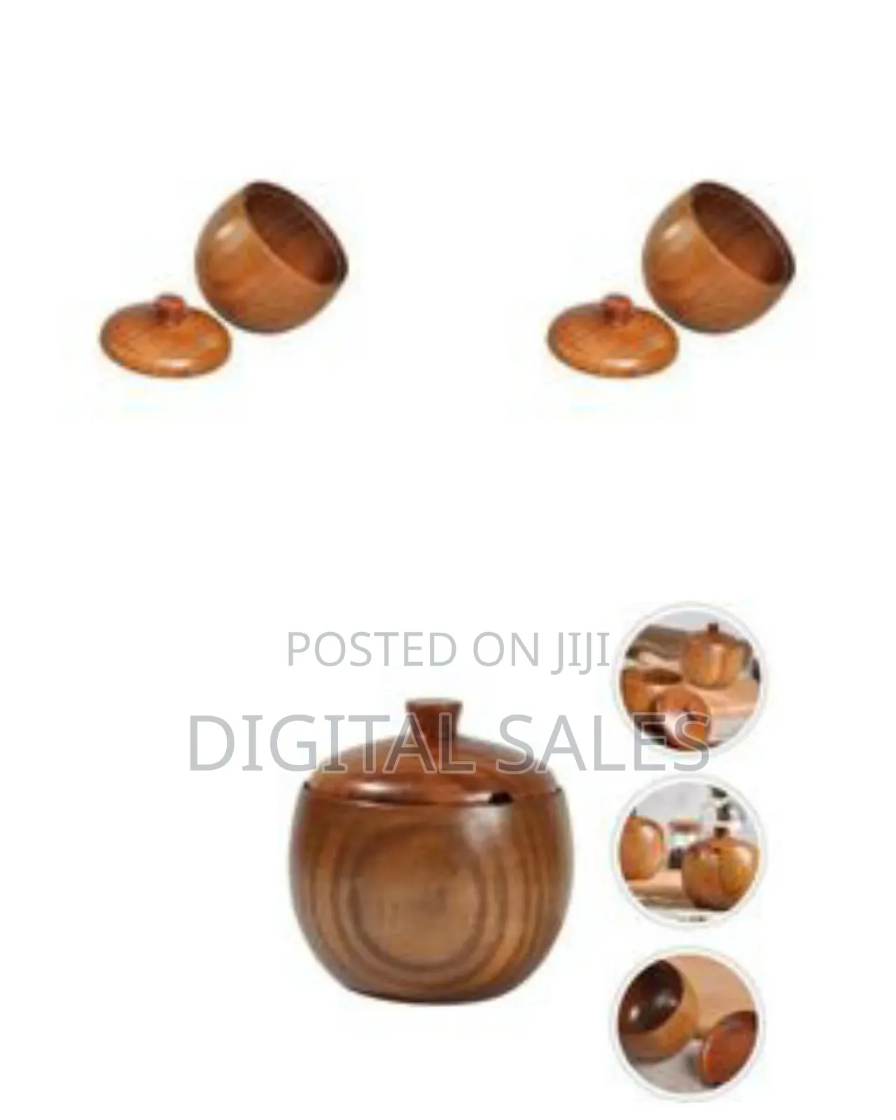 Natural Wooden Sugar Bowl / Condiment Jar With Lid