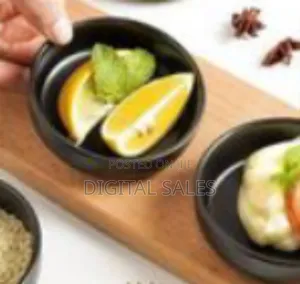 6 Piece Set of Ceramic Matte Black Soup Salad Bowls