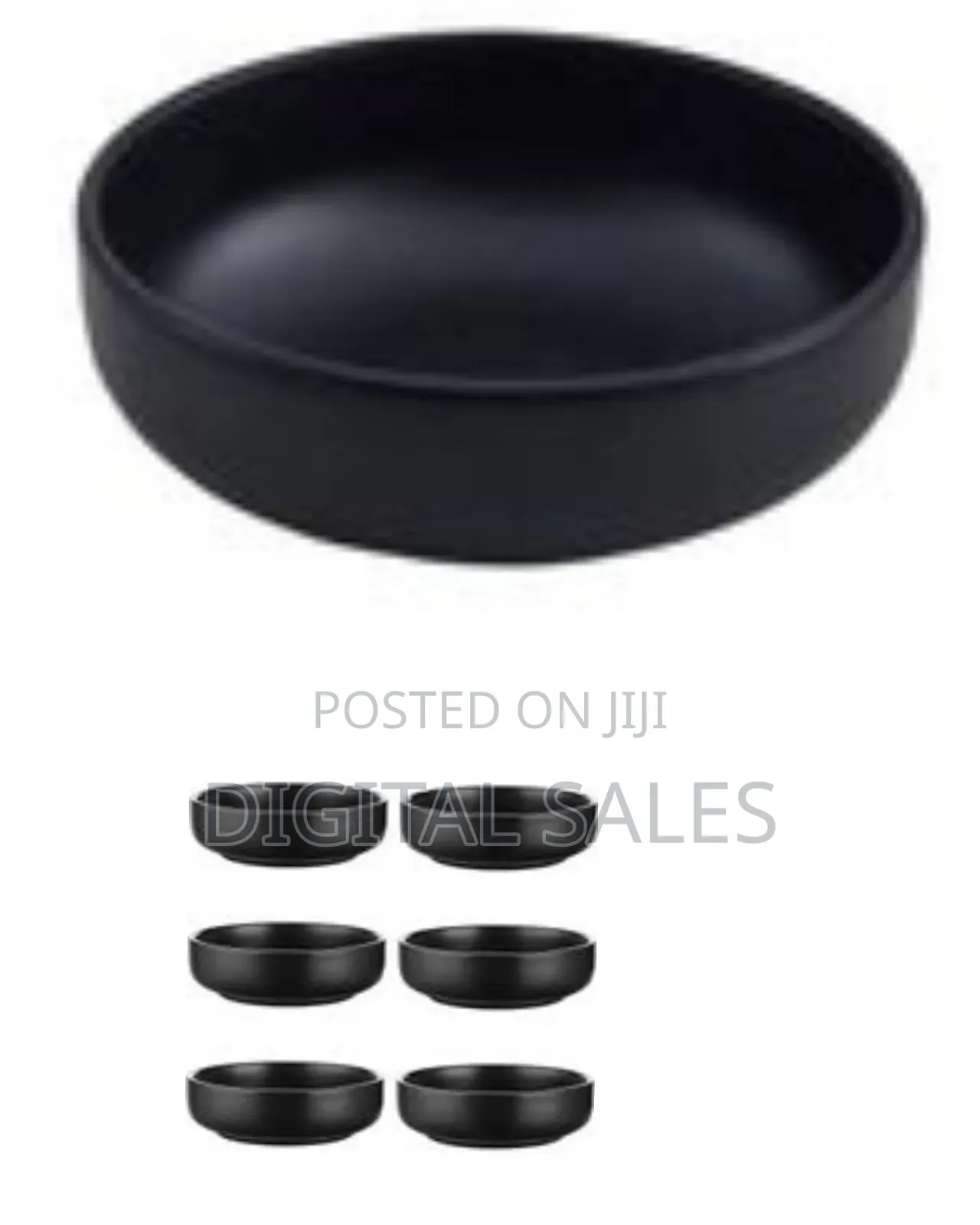 6 Piece Set of Ceramic Matte Black Soup Salad Bowls