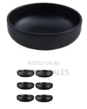 6 Piece Set of Ceramic Matte Black Soup Salad Bowls