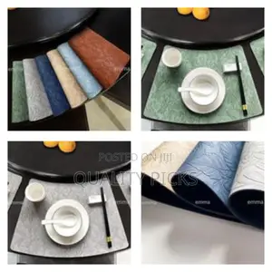 Chinese Style Leather Fan-Shaped Placemats