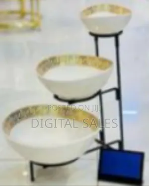 Elegant Tiered Serving Bowl Set With Metal Stand -Multicolor